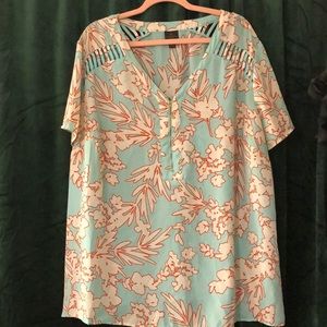 Blue and Orange ladder blouse